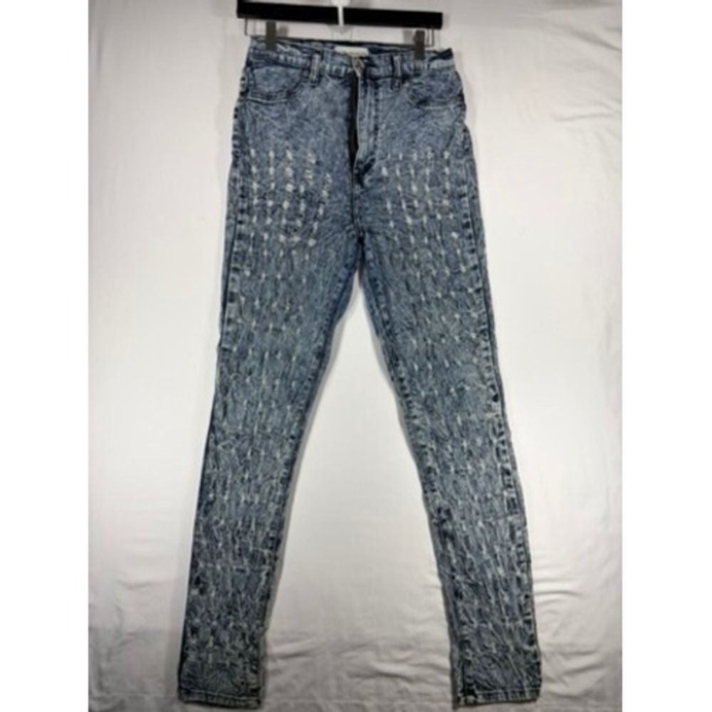Aphrodite Skinny Jeans Women 13 Blue Excellent Acid Wash Distressed High Rise